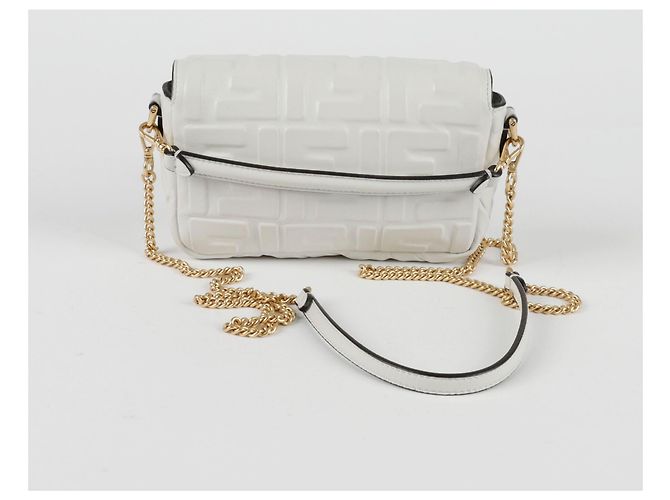 Fendi Borsa a Tracolla Mini Baguette Tote Bianco - vista 3