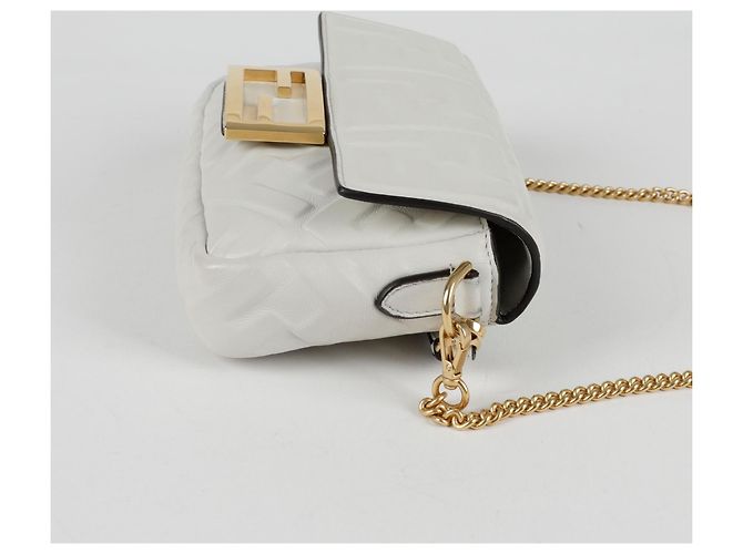 Fendi Borsa a Tracolla Mini Baguette Tote Bianco - vista 4