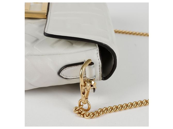 Fendi Borsa a Tracolla Mini Baguette Tote Bianco - vista 5