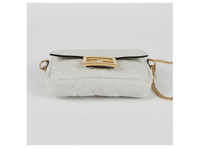 Fendi Borsa a Tracolla Mini Baguette Tote Bianco - vista 6