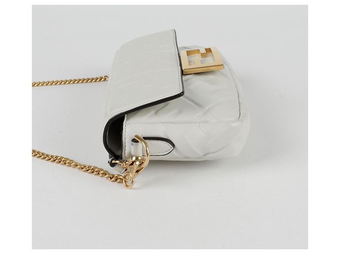 Fendi Borsa a Tracolla Mini Baguette Tote Bianco - vista 7