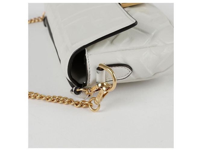 Fendi Borsa a Tracolla Mini Baguette Tote Bianco - vista 8