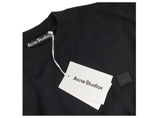Acne Face Logo Patch Wool Knit Nero - vista 4