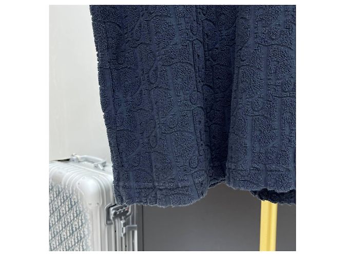 Dior T-shirt en jacquard de tissu éponge Oblique Navy Bleu - vue 4