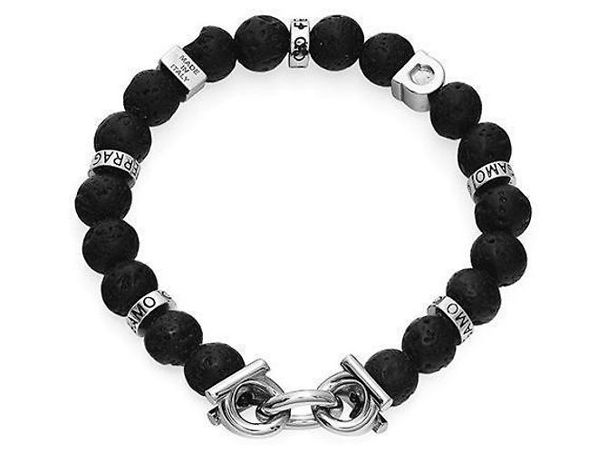 Salvatore Ferragamo Bracciale Gancini Stone Large Nero - Ansicht 3