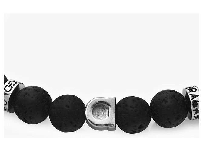 Salvatore Ferragamo Bracciale Gancini Stone Large Nero - Ansicht 8