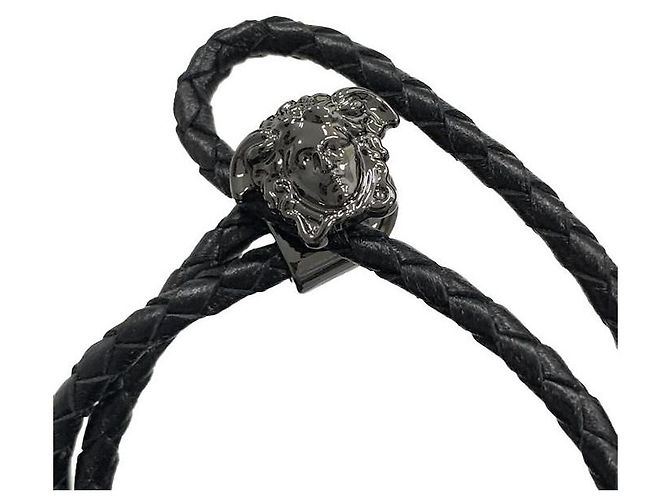 Versace Bracciale in pelle intrecciata nero - vista 3