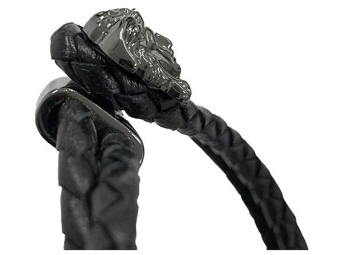 Versace Bracciale in pelle intrecciata nero - vista 6