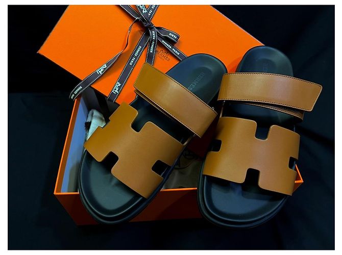 Hermès Sandali Cipre Gold Black Arancione - vista 2