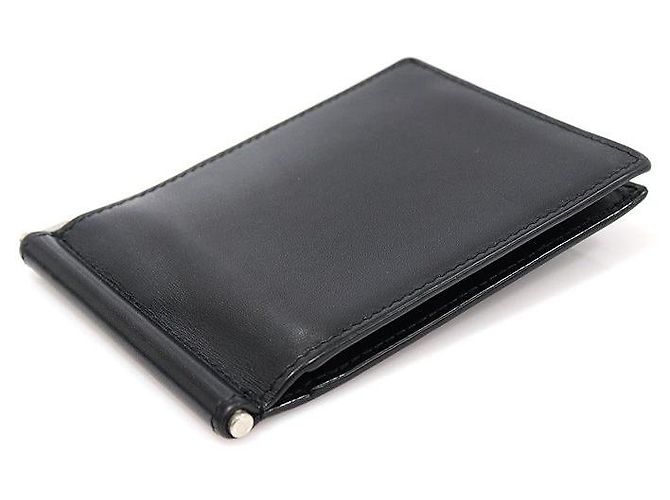 Saint Laurent Portacarte con clip per banconote in vitello nero Monogram argento - vista 5