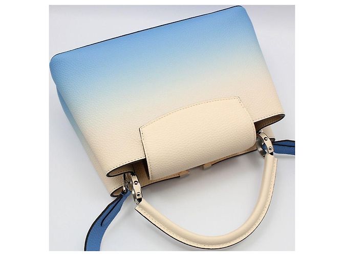 Louis Vuitton Borsa a tracolla Capucines PM in pelle taurillon Blu - vista 3