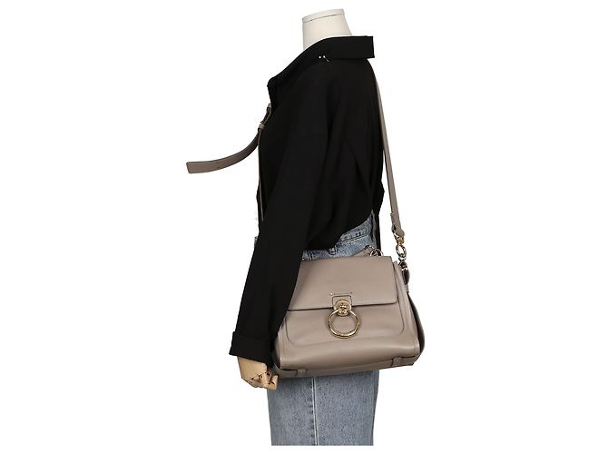 Chloé Borsa tote e a tracolla Tess Day in pelle grigia Small Marrone - vista 9