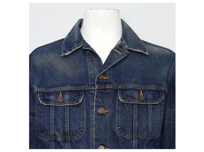Céline Giacca track in denim blu borchiata da uomo - vista 2