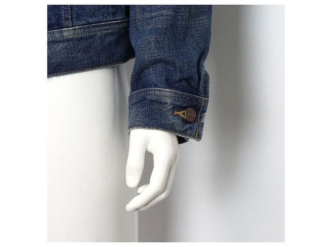 Céline Giacca track in denim blu borchiata da uomo - vista 3