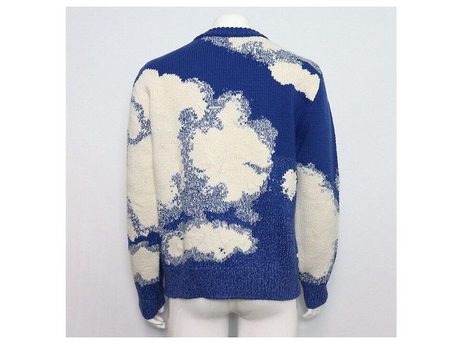 Louis Vuitton Handgestrickter Rundhalspullover mit Wolken-Intarsia Blau - Ansicht 4