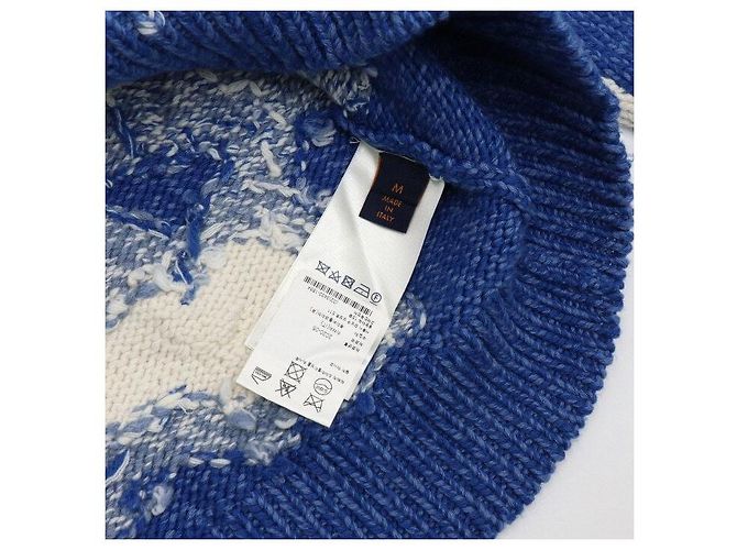Louis Vuitton Handgestrickter Rundhalspullover mit Wolken-Intarsia Blau - Ansicht 7