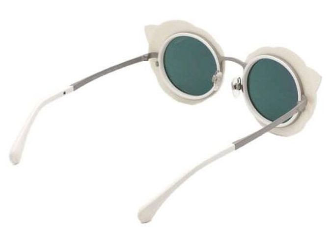 Chanel Gafas de sol para mujer White Camellia Round con lentes rosas Blanco - vista 3