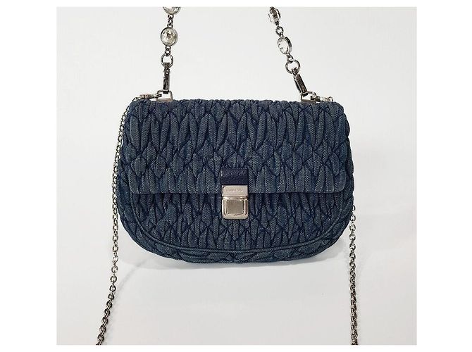 Miu Miu Borsa a tracolla con catena di cristalli Nero - vista 2