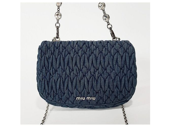 Miu Miu Borsa a tracolla con catena di cristalli Nero - vista 5