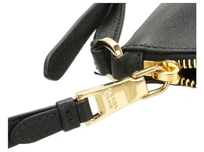 Prada Borsa a tracolla in pelle morbida stamp: OVO Nero - vista 7