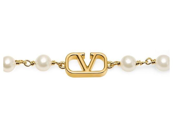 Valentino Bracciale perle logo Garavani UXM Arancione - vista 4