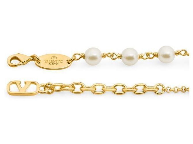 Valentino Bracciale perle logo Garavani UXM Arancione - vista 6