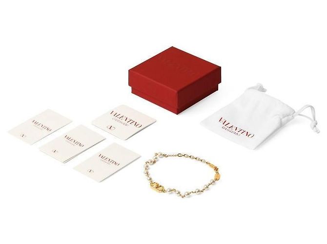 Valentino Bracciale perle logo Garavani UXM Arancione - vista 7