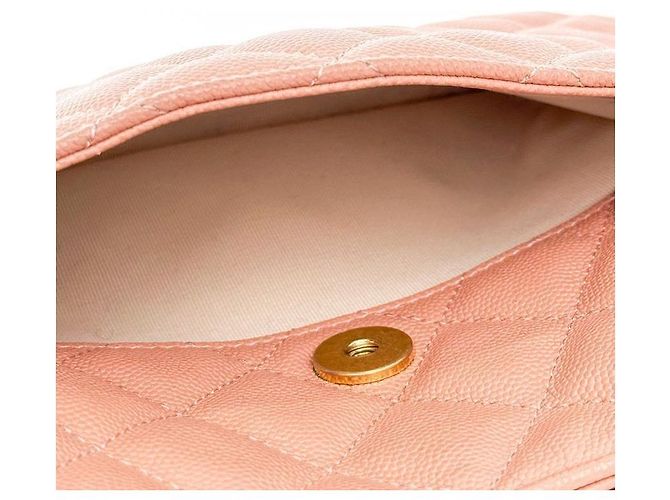 Chanel Sac hobo froissé brillant pour femmes, sac bandoulière et épaule avec poche caviar et chaîne, Rose Rouge - vue 11