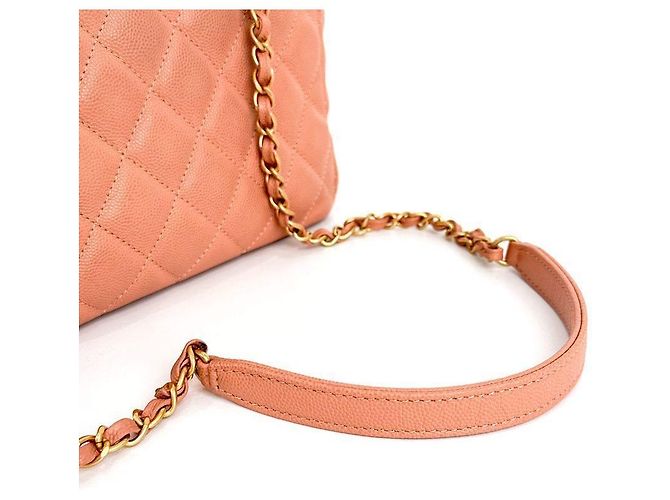 Chanel Sac hobo froissé brillant pour femmes, sac bandoulière et épaule avec poche caviar et chaîne, Rose Rouge - vue 12