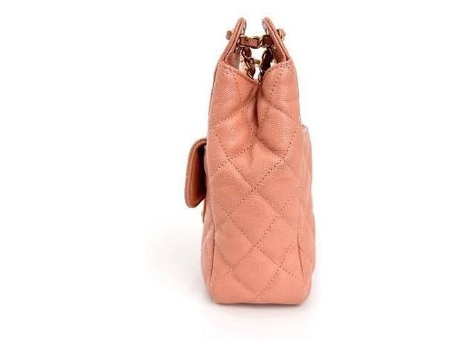 Chanel Sac hobo froissé brillant pour femmes, sac bandoulière et épaule avec poche caviar et chaîne, Rose Rouge - vue 3