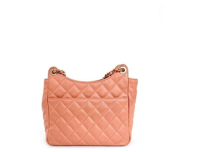 Chanel Sac hobo froissé brillant pour femmes, sac bandoulière et épaule avec poche caviar et chaîne, Rose Rouge - vue 4
