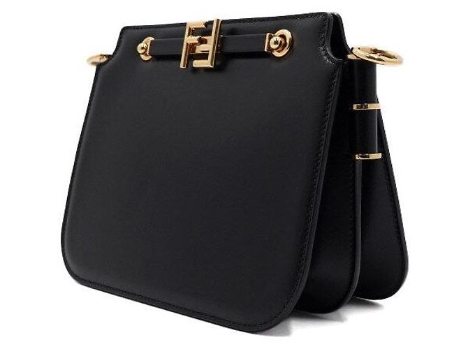 Fendi Sac à épaule pour femme en cuir noir Touch avec logo doré - vue 3