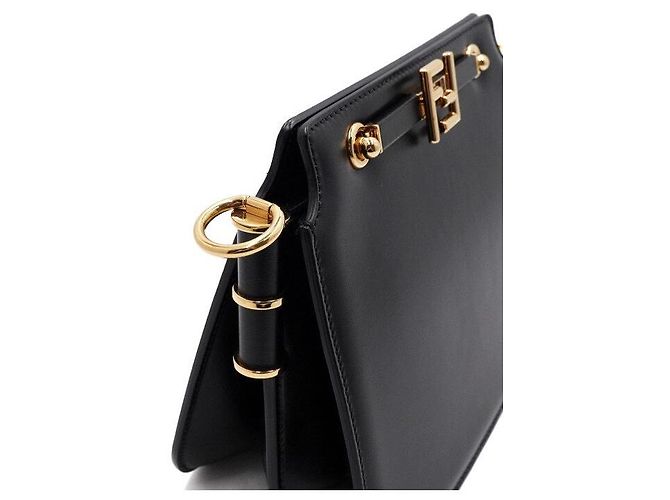 Fendi Sac à épaule pour femme en cuir noir Touch avec logo doré - vue 8