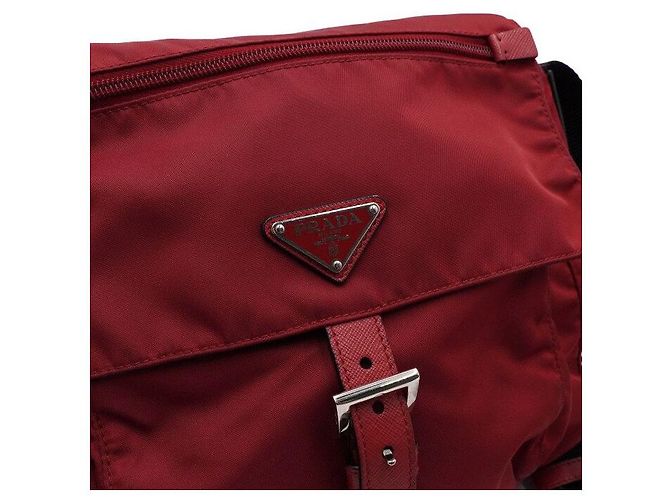 Prada Borsa a spalla e borsa a tracolla in nylon Tessuto Pocono rossa - vista 10