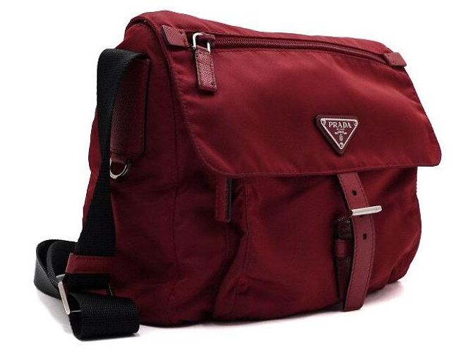 Prada Borsa a spalla e borsa a tracolla in nylon Tessuto Pocono rossa - vista 3