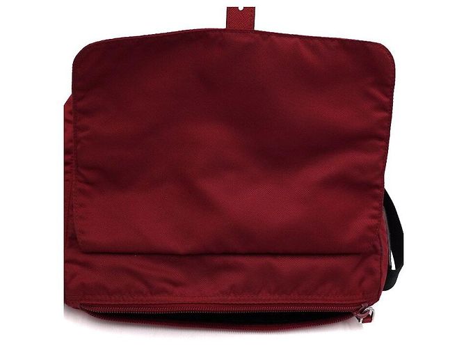 Prada Borsa a spalla e borsa a tracolla in nylon Tessuto Pocono rossa - vista 6