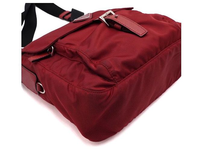 Prada Borsa a spalla e borsa a tracolla in nylon Tessuto Pocono rossa - vista 8