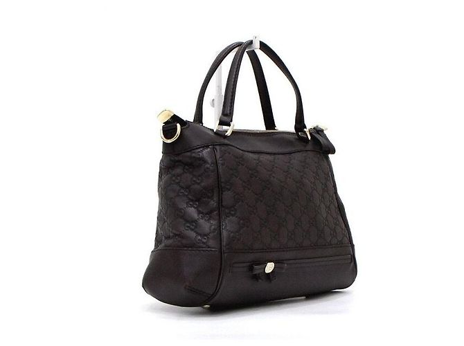 Gucci mala Tote e de ombro em couro marrom com logo GG entrelaçado - vista 4