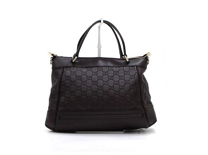 Gucci mala Tote e de ombro em couro marrom com logo GG entrelaçado - vista 5