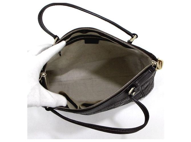 Gucci mala Tote e de ombro em couro marrom com logo GG entrelaçado - vista 6