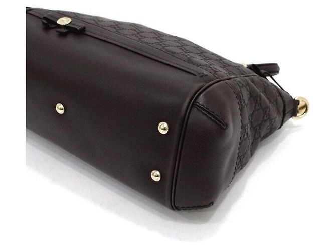 Gucci mala Tote e de ombro em couro marrom com logo GG entrelaçado - vista 8