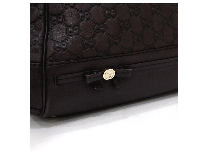 Gucci mala Tote e de ombro em couro marrom com logo GG entrelaçado - vista 9