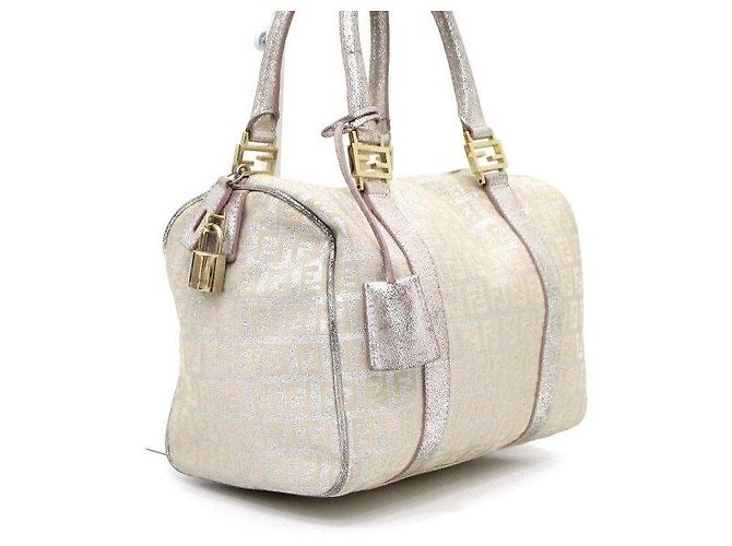 Fendi Boston-Tasche aus Canvas mit FF-Logo Beige Braun - Ansicht 3