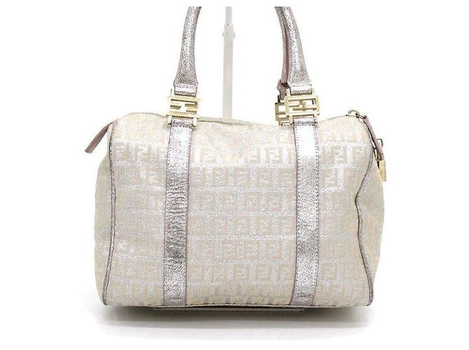 Fendi Boston-Tasche aus Canvas mit FF-Logo Beige Braun - Ansicht 4
