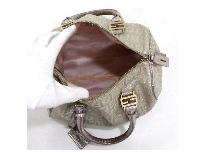 Fendi Boston-Tasche aus Canvas mit FF-Logo Beige Braun - Ansicht 5