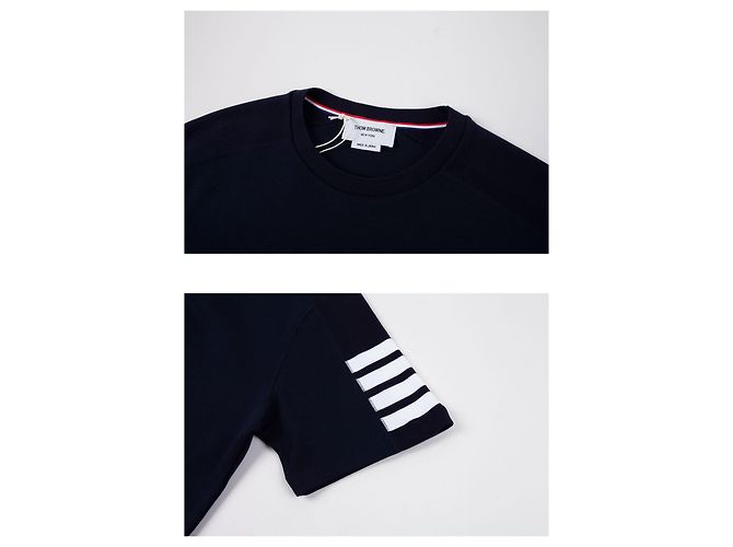 Thom Browne Milano Cotton T-Shirt mit diagonalen Ärmeln - Ansicht 4