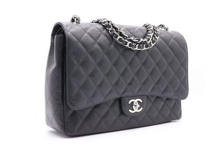 Chanel Borsa a tracolla con patta e catena argentata Nero - vista 4