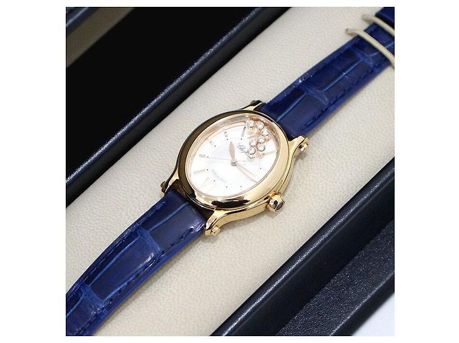Chopard Relógio Automático Feminino Happy Sport com Diamantes e Pulseira de Couro Rosa - vista 9