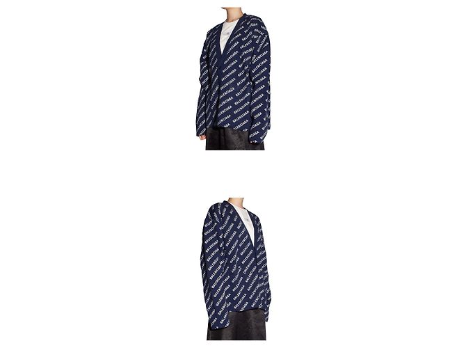 Balenciaga Mini Logo Allover Baumwollcardigan Schwarz - Ansicht 2