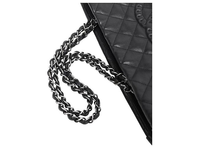 Chanel Borsa a tracolla nera con grande catena CC Nero - vista 10